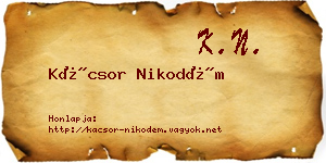 Kácsor Nikodém névjegykártya